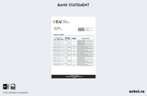 скачать цифровую версию шаблона банковской выписки San Marino Banca Agricole Com